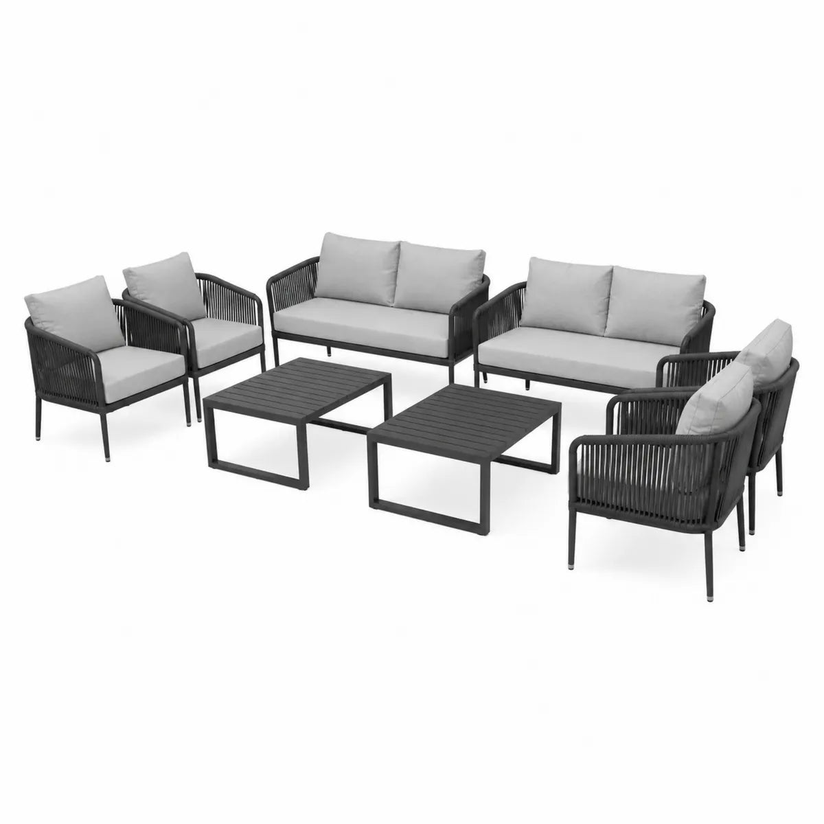 Zestaw ogrodowy z aluminium i poliestru, czarny/stalowoszary