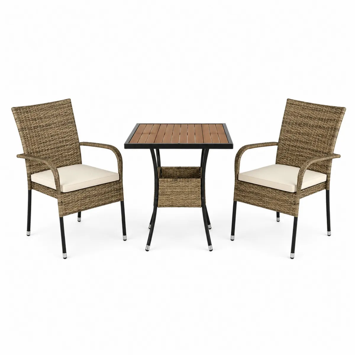 Zestaw mebli ogrodowych rattan PE 60x60 cm, 2 krzesła