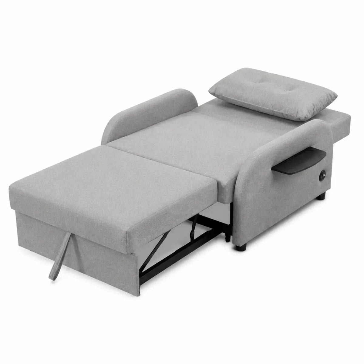 Sofa rozkładana szara tkanina metal 200x90x85 cm