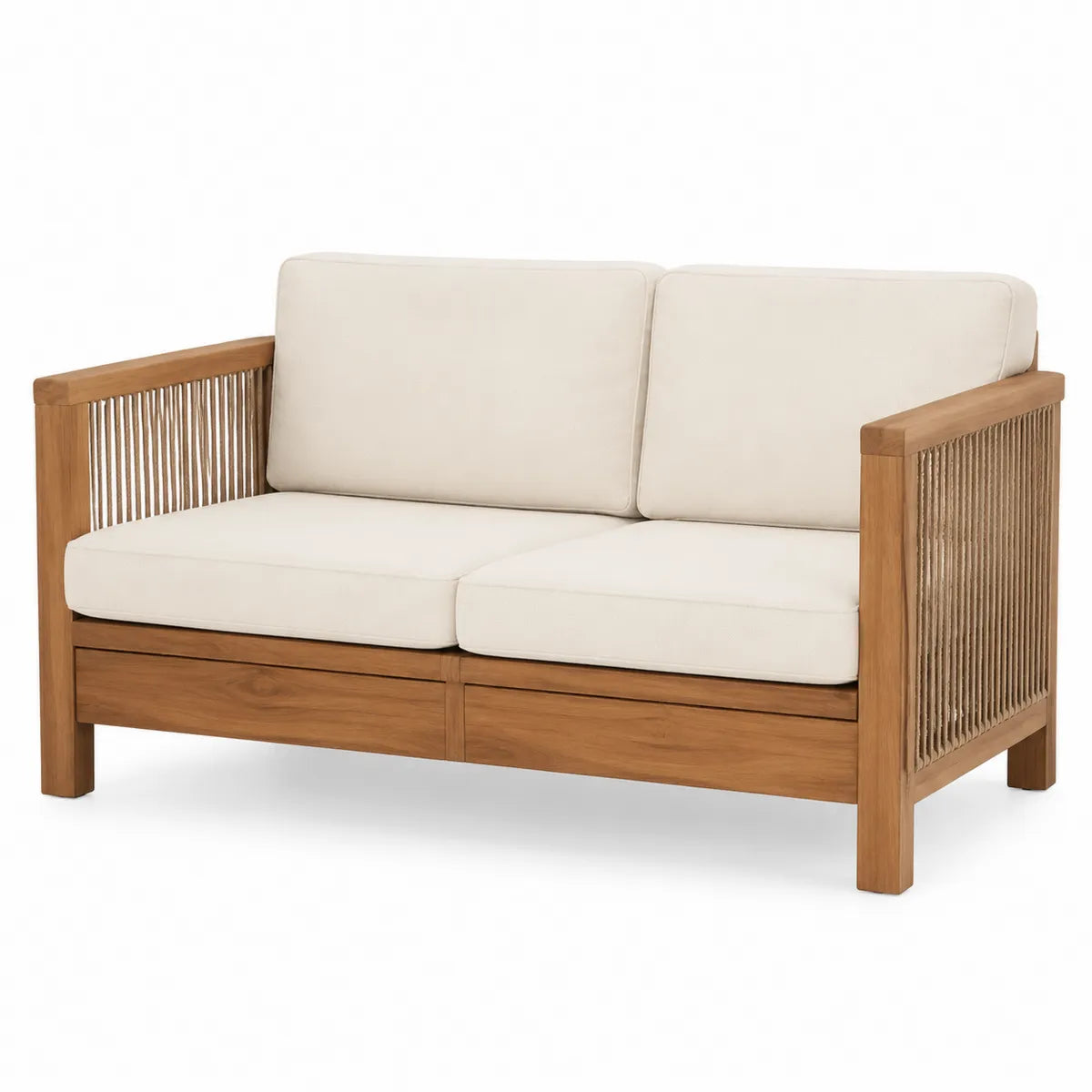 Dwuosobowa sofa ogrodowa z drewna tekowego i poliestru 120 cm
