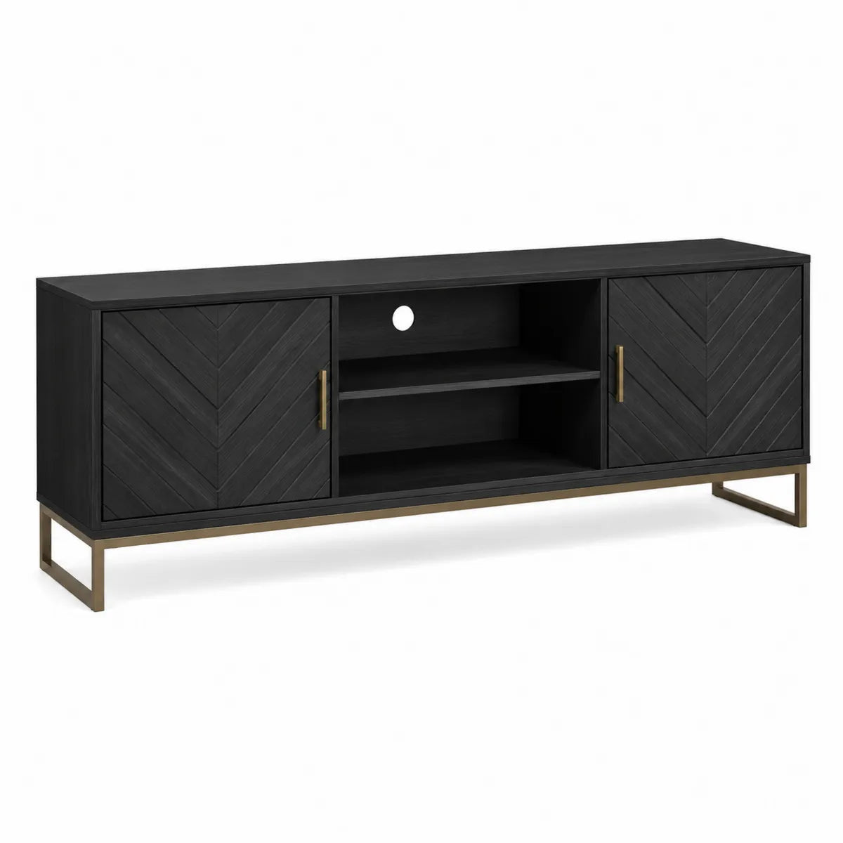 Szafka RTV czarna drewno 2 drzwi 2 półki 160x40x50 cm