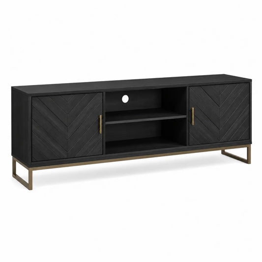 Szafka RTV czarna drewno 2 drzwi 2 półki 160x40x50 cm