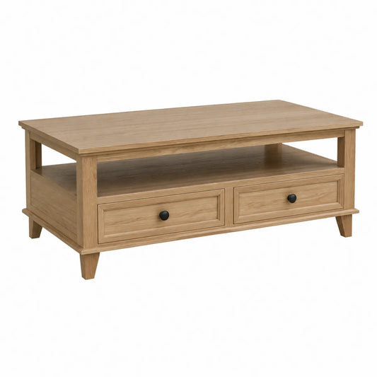 Stolik kawowy z litego drewna z szufladami 120cm x 60cm x 40cm