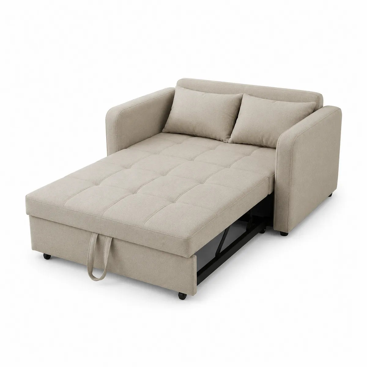 Sofa rozkładana beżowa poliester 200x140 cm