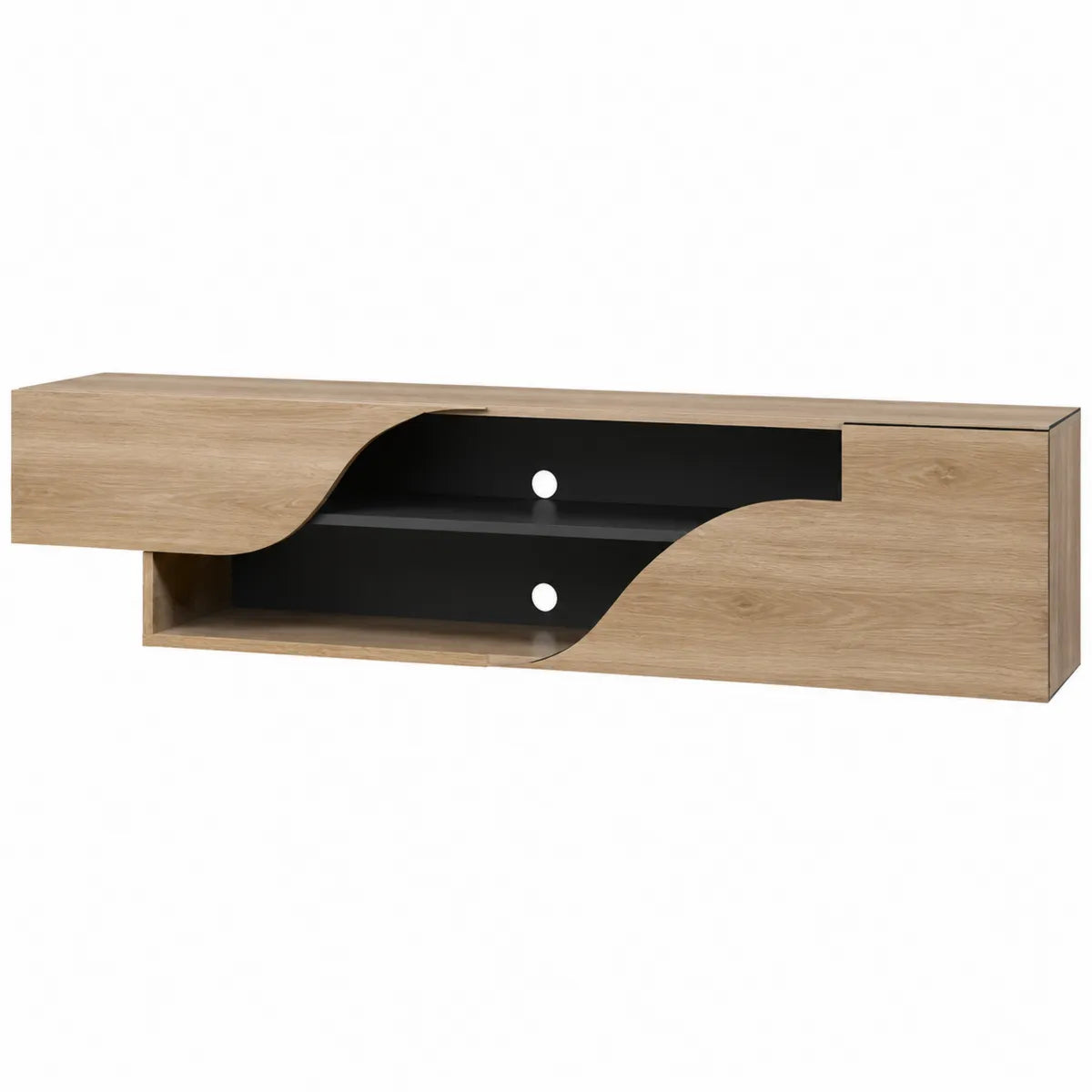 Szafka RTV dąb/czarny MDF 140x28x30 cm