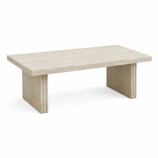 Stolik kawowy z trawertynu beżowy 120x60x40 cm