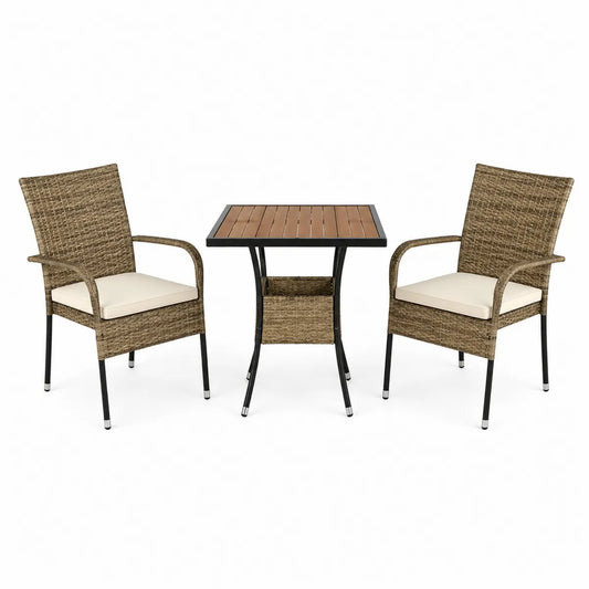 Zestaw mebli ogrodowych rattan PE 60x60 cm, 2 krzesła