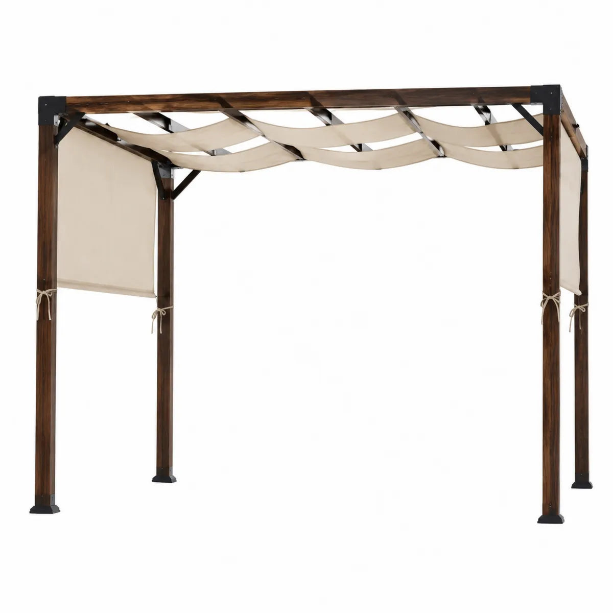 Drewniana pergola ogrodowa z poliestrowym zadaszeniem 300x400 cm