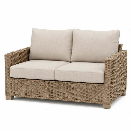 Sofa z technorattanu z poduszkami 120x75x80 cm